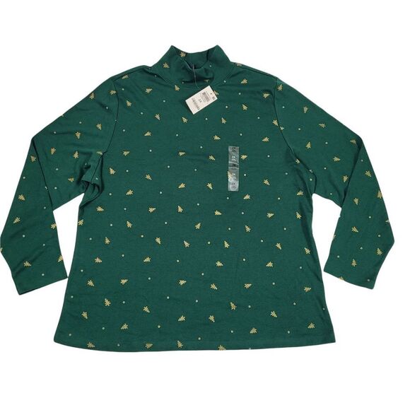 Karen Scott Plus Size Metallic Tree-Print Top Spruce Night 2X - Picture 2 of 3